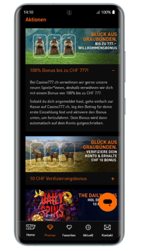 Boni und Promotionen bei Casino777